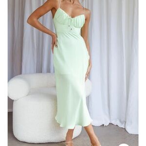 Malibu Gathered Bust Cami Strap Midi Dress Apple
